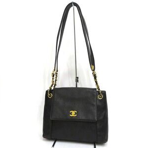 Chanel Caviar Skin Shoulder Tote Bag Black